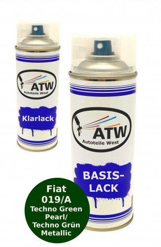 Autolack für Fiat 019/A Techno Green Pearl / Techno Grün Metallic +400ml Klarlack Set